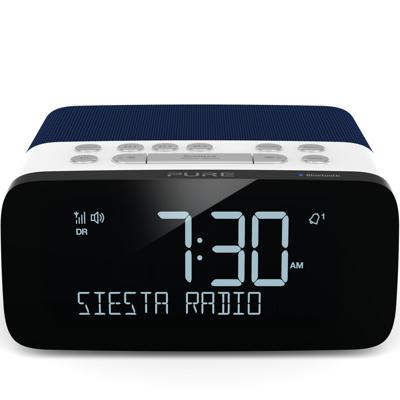Pure Siesta Rise Bluetooth wekkerradio (digitale radio, DAB en FM-radiowekker, Bluetooth, USB, AUX, slaaptimer, wekfunctie, CrystalVue display, 20 geheugenlocaties), blauw