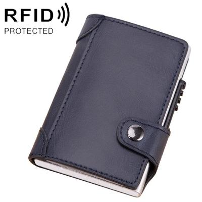 X-51 automatisch Uitvouwkaart type anti-magnetische RFID anti-diefstal PU lederen portemonnee met kaartsleuven (blauw)