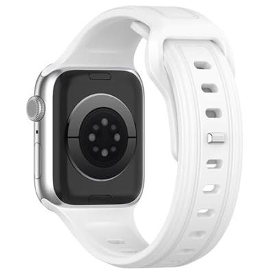 By Qubix - Square siliconen band - Wit - Compatible met Apple Watch 38mm / 40mm / 41mm / 42mm - Compatible Apple watch bandjes