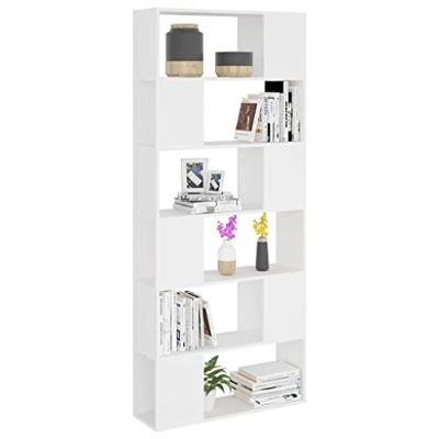 Boekenkast/kamerscherm 80x24x186 cm bewerkt hout wit