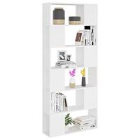 Boekenkast/kamerscherm 80x24x186 cm bewerkt hout wit - thumbnail