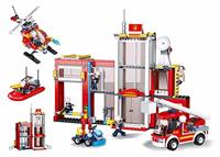 Sluban Fire Station bouwstenen set - thumbnail