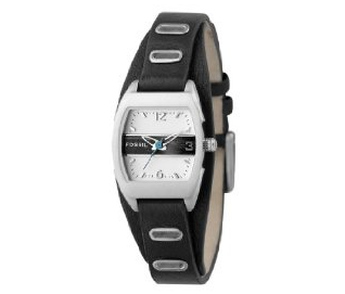 Fossil horlogeband JR9466 Leder Zwart 12mm + zwart stiksel Fossil horlogeband JR9466 Leder Zwart 12mm + zwart stiksel