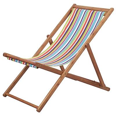 Strandstoel inklapbaar stof en houten frame meerkleurig