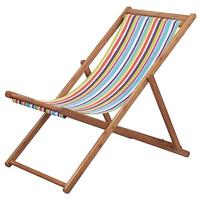 Strandstoel inklapbaar stof en houten frame meerkleurig - thumbnail