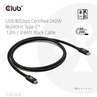 Club3D USB4 Gen 4x2 80Gbps 240W USB Type-C 1.2m USB-IF gecertificeerd - thumbnail