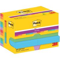 Memoblok Post-it 622 Super Sticky 47,6x47,6mm Playful 12 stuks - thumbnail
