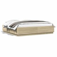 Bedframe met LED-verlichting sonoma eiken 200x200 cm - thumbnail
