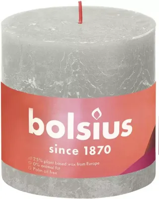 Bolsius kaars rustiek 10x10 cm sandy grijs