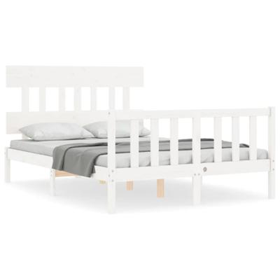 Bedframe zonder matras massief grenenhout wit 140x190 cm