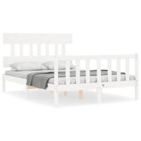 Bedframe zonder matras massief grenenhout wit 140x190 cm - thumbnail