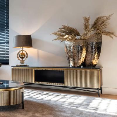 Richmond TV-meubel 'Ironville' 170cm, kleur goud / zwart marmer Richmond TV-meubel 'Ironville' 170cm, kleur goud / zwart marmer
