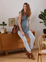 Zwangerschaps- en voedingsblouse van katoengaas - thumbnail