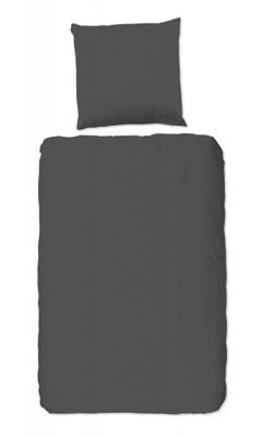 HIP Dekbedovertrek "uni dessin" - Antraciet - (135x200 cm) - Katoen Satijn HIP Dekbedovertrek "uni dessin" - Antraciet - (135x200 cm) - Katoen Satijn