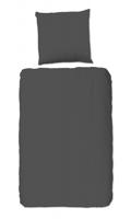 HIP Dekbedovertrek "uni dessin" - Antraciet - (135x200 cm) - Katoen Satijn - thumbnail