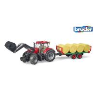 Case IH Optum 300CVX met voorlader en balentransport incl. 8 ronde balen van Bruder - thumbnail