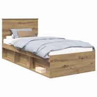 Bedframe Ambachtelijk eiken 90 x 190 cm Massief grenenhout - thumbnail