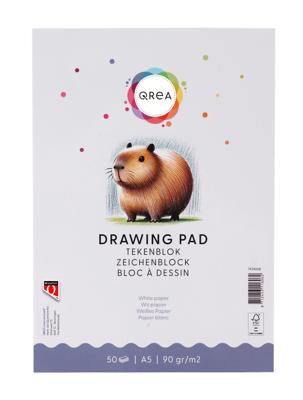 Tekenblok qrea a5 50vel 90gr gelijmd | 5 stuks