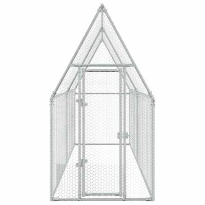 Kippenhok 400x100x190 cm gegalvaniseerd staal zilverkleurig