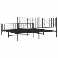 Bedframe met hoofd- en voeteneinde metaal zwart 193x203 cm - thumbnail