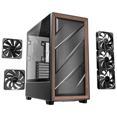 Antec FLUX Midi-tower PC-behuizing Zwart, Hout