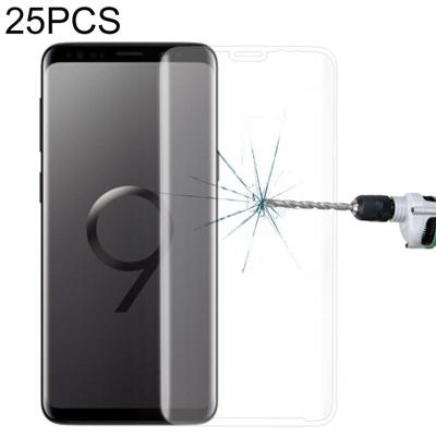 25 stuks voor Galaxy S9 9H oppervlakte hardheid 3D gebogen rand anti-kras Full Screen HD gehard glas screen protector (transparant)