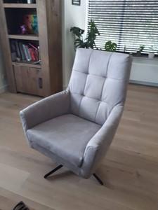 Leren draaifauteuil volledig gestoffeerd - met hoge rug en stervoet - grijs leer - Echt leer, Modern, ontdek de vele Leersoorten en Kleuren bij ShopX