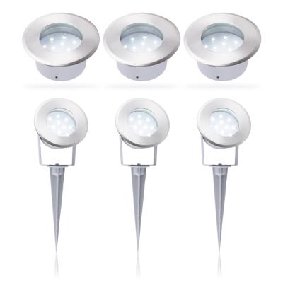 Grondspots LED, 3 stuks met pinnen voor in de grond en richtbare kop Grondspots LED, 3 stuks met pinnen voor in de grond en richtbare kop