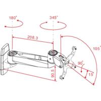 SpeaKa Professional SP-1624848 Swivel Monitor-wandbeugel 1-voudig 25,4 cm (10) - 76,2 cm (30) Zilver-zwart Kantelbaar, Zwenkbaar, Roteerbaar - thumbnail