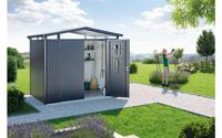 Biohort Panorama Gr. P4 metalen tuinhuis met dubbele deur 273x278 cm zilvergrijs metallic - thumbnail