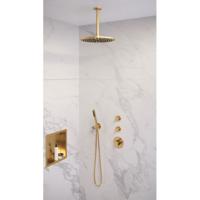 Brauer Gold Edition Thermostatische Regendoucheset Inbouw - Hoofddouche 30 cm - Handdouche Staaf - Doucheslang - Wandaansluitbocht - Geborsteld Goud - thumbnail