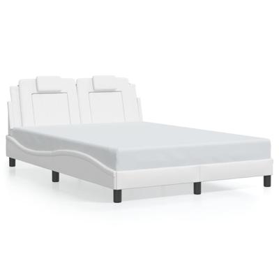 Bedframe met hoofdbord kunstleer wit 120x200 cm