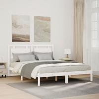 Bedframe extra lang zonder matras massief hout wit 140x210 cm - thumbnail