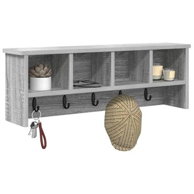 Wandgemonteerde kapstok met plank Grijs sonoma 75 x 16 x 26 cm Wandgemonteerde kapstok met plank Grijs sonoma 75 x 16 x 26 cm