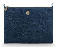 Pip Studio Pip Studio Cosmetic Flat Pouch Large Velvet Quiltey Days Blue 30x22x1cm - thumbnail