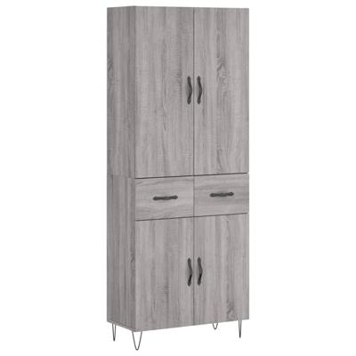 Hoge kast 69,5x34x180 cm bewerkt hout grijs sonoma eikenkleurig