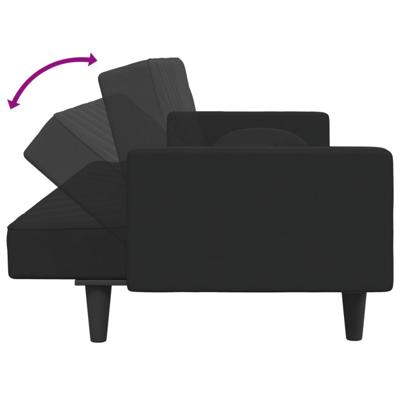 2-delige Loungeset met kussens fluweel zwart - thumbnail