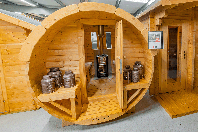 Tuindeco barrelsauna Ø195x300 cm 38 mm vuren blank- Boogdak- Onbehandeld vurenhout- Tuindeco