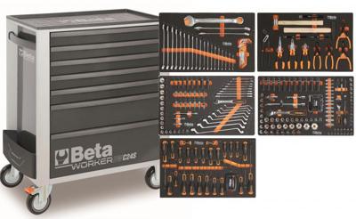 Beta BW 2400S G7/E-M Gereedschapswagen met 7 laden, gevuld met gereedschap | 309 Delig - 024006325