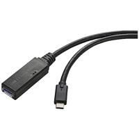 Renkforce USB-kabel USB 3.2 Gen1 (USB 3.0 / USB 3.1 Gen1) USB-C stekker, USB-A bus 5.00 m Zwart Actief met signaalverst - thumbnail