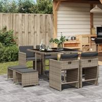 9-delige Tuinset met kussens poly rattan grijs - thumbnail