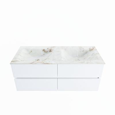 MONDIAZ VICA-DLUX 120cm badmeubel onderkast Talc 4 lades. Inbouw wastafel CLOUD dubbel zonder kraangat, kleur Frappe. MONDIAZ VICA-DLUX 120cm badmeubel onderkast Talc 4 lades. Inbouw wastafel CLOUD dubbel zonder kraangat, kleur Frappe.