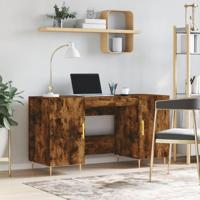 Bureau 140x50x75 cm bewerkt hout gerookt eikenkleurig - thumbnail