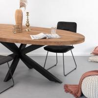 Sohome Ovale Eettafel 'Yannick' Mango met staal, 160 x 80cm - thumbnail