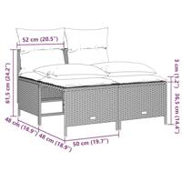 4-delige Loungeset met kussens poly rattan lichtgrijs - thumbnail