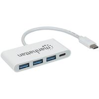 Manhattan 163552 USB-C 3.1 G1 type C-hub met laadpoort, wit - thumbnail
