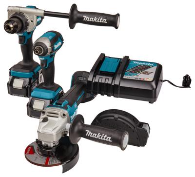 Makita dlx3155tj | combiset | 18 v | boren, (slag)schroeven en slijpen | set | 5,0 ah | in mbox - dlx3155tj