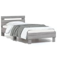 Bedframe met hoofdeinde bewerkt hout grijs sonoma 90x200 cm - thumbnail