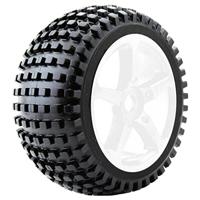 Fastrax Rock banden op witte velgen (0 offset) - 1/8 Truggy - thumbnail