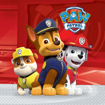 Paw Patrol Ready For Action Servetten 33x33 cm 20 Stuks Rood/Wit